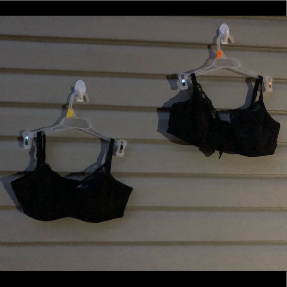 2 New 36B Black Lace accent Padded underwire bras